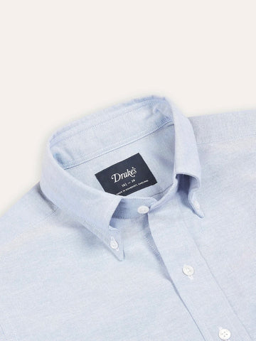 Drake's Mid-Blue Cotton Oxford Cloth Button-Down Shirt