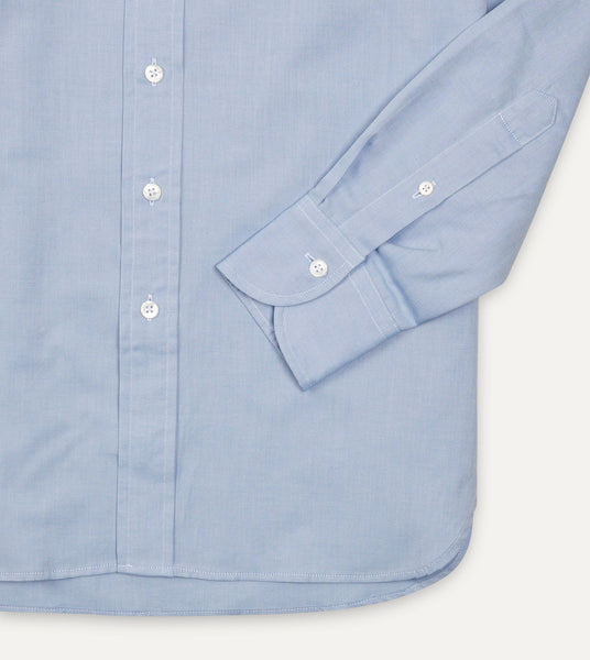 Drake's Blue Pinpoint Oxford Cotton Cloth Button-Down Shirt
