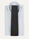 Drake's Olive and Red Block Stripe Hand Rolled Silk Grenadine Tie