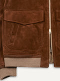 Drake's Tobacco Heavyweight Suede A-2 Bomber Jacket