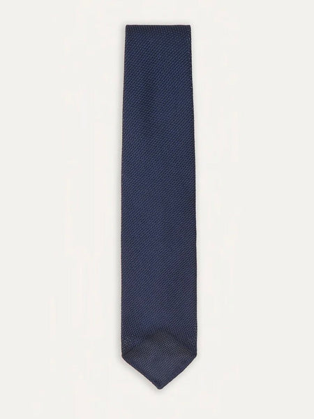 Drake's Navy Fine Woven Grenadine Silk Hand Rolled Tie