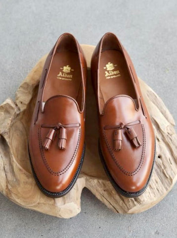 Alden Tassel Loafer in Burnished Tan Calf