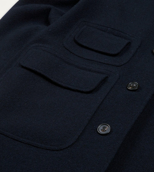 Drake's Navy Wool Raglan Coat