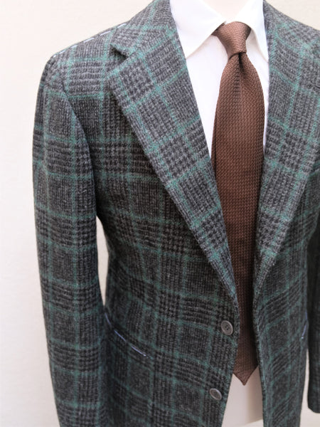 Orazio Luciano Jacket in Charcoal/Green Glen Plaid (Harris Tweed)