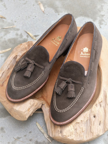 Alden Tassel Loafer in Loden Suede