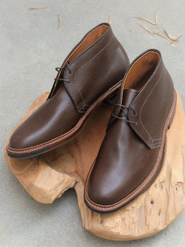 Alden Two Eyelet Chukka Boots in Dark Brown Softy Grain Calf