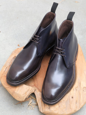 Carmina Shoemaker Chukka Boots in Navy Shell Cordovan