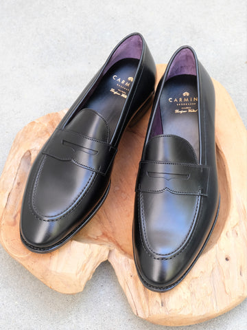 Carmina Shoemaker Penny Loafer in Black Calf