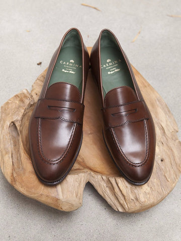 Carmina Shoemaker Penny Loafer in Brown Calf