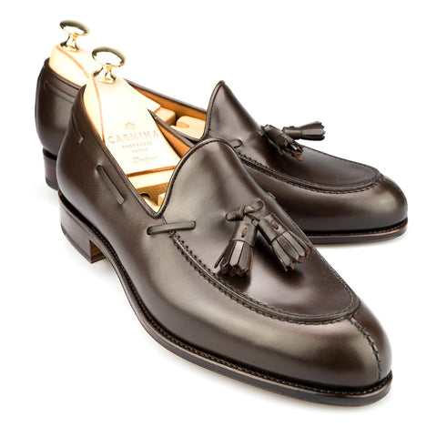 Carmina Shoemaker Tassel Loafer in Dark Brown Calf