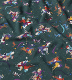 Drake's Green Mughal Rider and Stars Print Tubular Silk Scarf