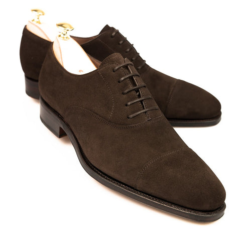 Carmina Shoemaker Captoe Oxford in Chocolate Suede