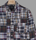 Drake's Multi Check Patchwork Madras Cotton Button-Down Shirt