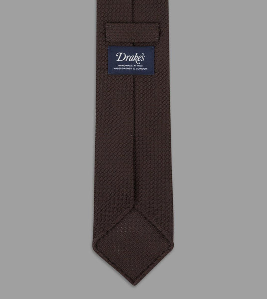 Drake's Brown Handrolled Large Knot Grenadine Tie