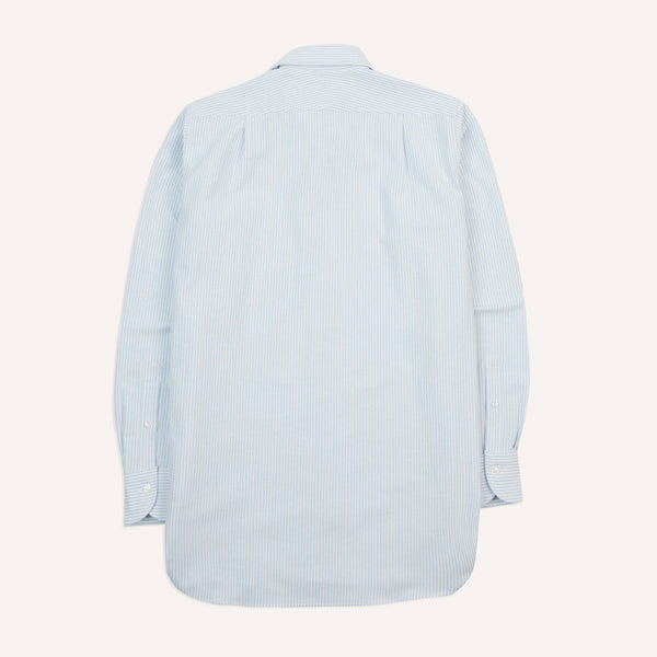 Drake's Light Blue Ticking Stripe Cotton Oxford Cloth Button-Down Shirt