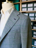 Orazio Luciano Jacket in Blue & Green Houndstooth Windowpane (Fox Brothers)