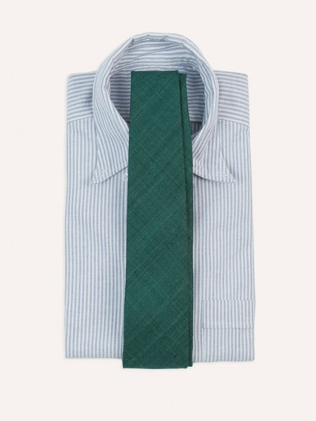 Drake's Green Tussah Hand Rolled Silk Tie