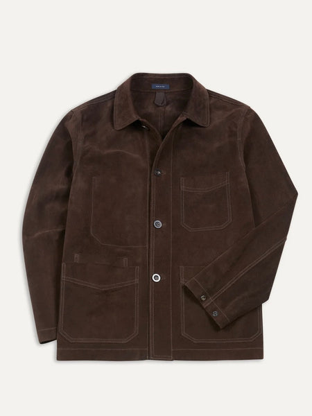 Drake's Chocolate Brown Heavyweight Suede Five-Pocket Chore Jacket