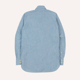 Drake's Blue Cotton Chambray Two-Pocket Work Shirt