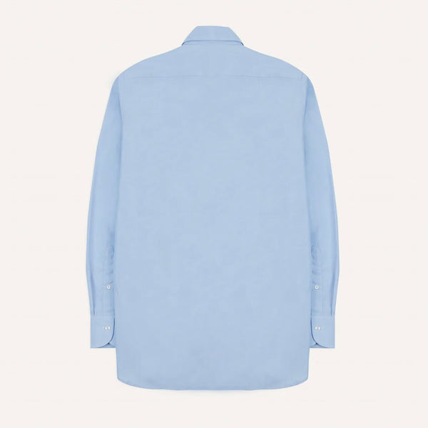 Drake's Sky Blue Cotton Spread Collar End-on-End Poplin Shirt