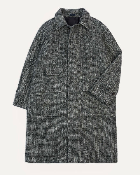 Drake's Salt and Pepper Wool Raglan Coat