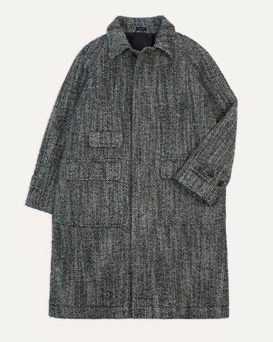 Drake's Salt and Pepper Wool Raglan Coat