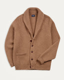 Drake's Camel Lambswool 6-Ply Shawl Collar Cardigan