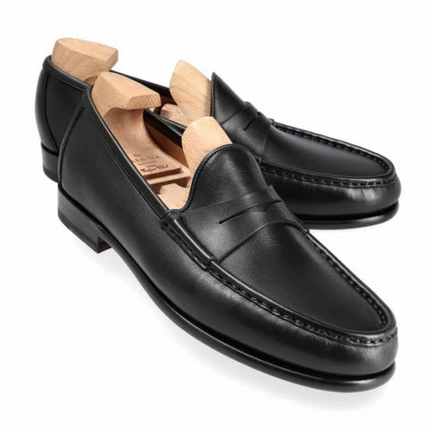 (Pre-Order) Carmina Shoemaker Penny Loafer in Black Funchal Calf