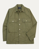 Drake's Green Cotton Twill Military Overshirt