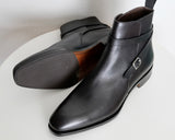 Carmina Shoemaker Jodhpur Boots in Black Utah Hatchgrain