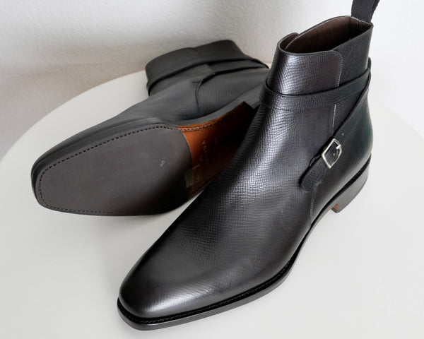 Carmina Shoemaker Jodhpur Boots in Black Utah Hatchgrain