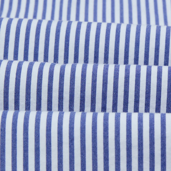 Drake's Blue and White Stripe Button-Down Collar Fob Pocket Shirt