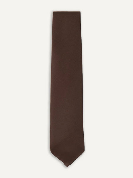 Drake's Brown Silk Twill Tipped Tie
