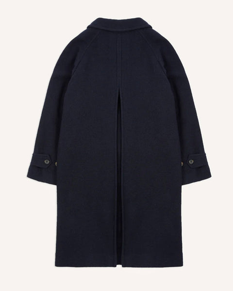 Drake's Navy Wool Raglan Coat