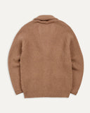 Drake's Camel Lambswool 6-Ply Shawl Collar Cardigan