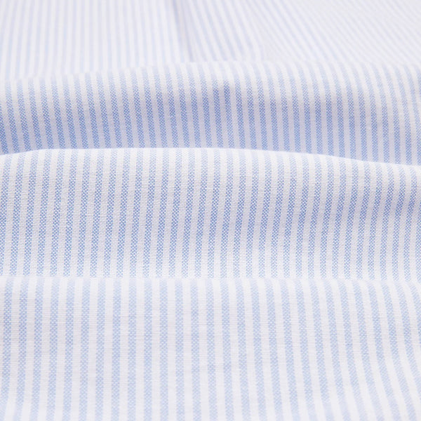 Drake's Light Blue Ticking Stripe Cotton Oxford Cloth Button-Down Shirt