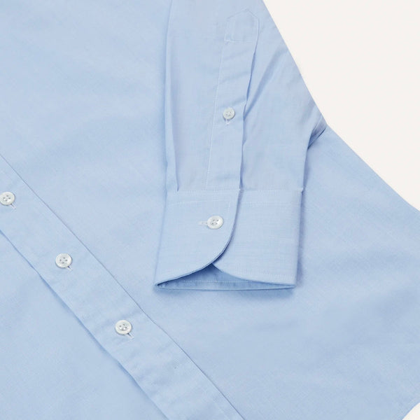 Drake's Sky Blue Cotton Spread Collar End-on-End Poplin Shirt