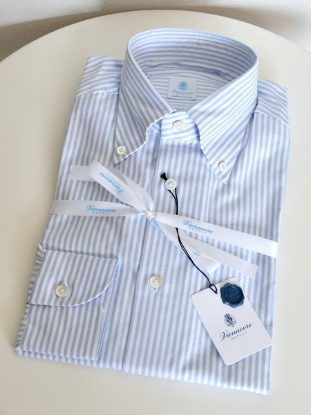 Vanacore Napoli Light Blue Stripe Oxford Button Down Shirt