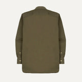 Drake's Green Cotton Long Point Collar Work Shirt