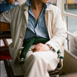 Drake's Blue Cotton Chambray Two-Pocket Work Shirt
