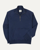 Drake's Navy Cotton Quarter Zip Sweatshirt