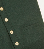 Drake's Green Lambswool Sleeveless Cardigan