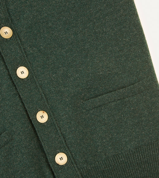 Drake's Green Lambswool Sleeveless Cardigan