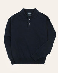 Drake's Navy Alpaca Wool Knitted Polo