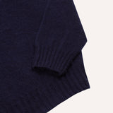 Drake's Navy Brushed Shetland Crew Neck Jumper