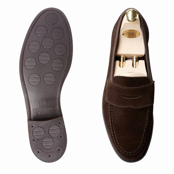 Crockett & Jones Harvard 2 Unlined Loafer in Dark Brown Suede