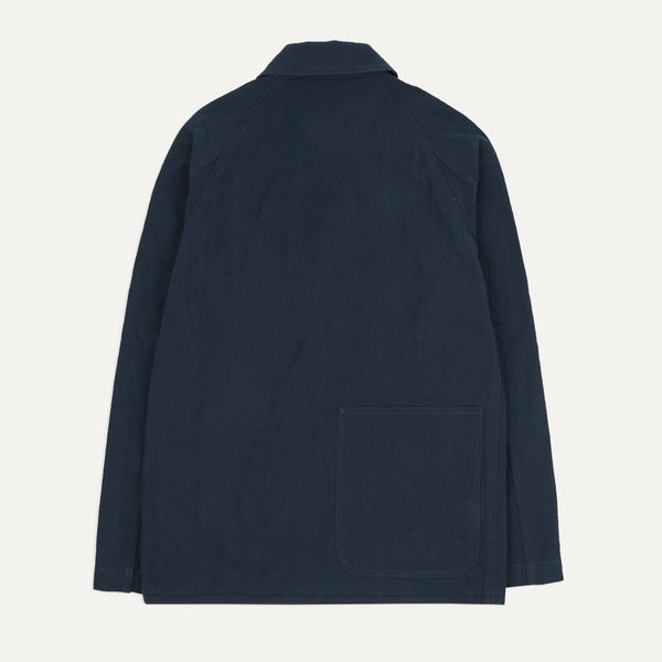 Drake's Navy Cotton-Linen Raglan Work Coat