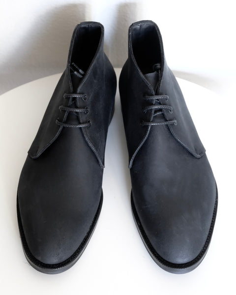 Edward Green Lanark in Coal Black Waxed Suede