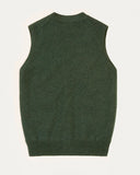 Drake's Green Lambswool Sleeveless Cardigan