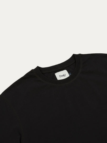 Drake's Black Cotton Crew Neck Hiking T-Shirt